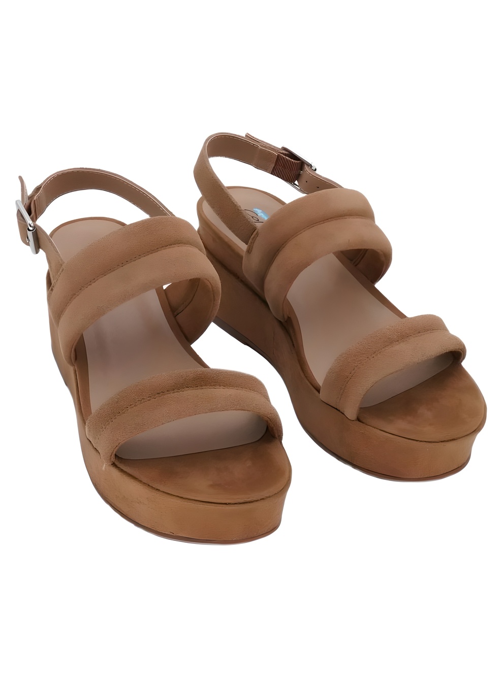 Aqua College Womens Nuria Tan Suede Waterproof Slingback Wedge Sandals Size 8